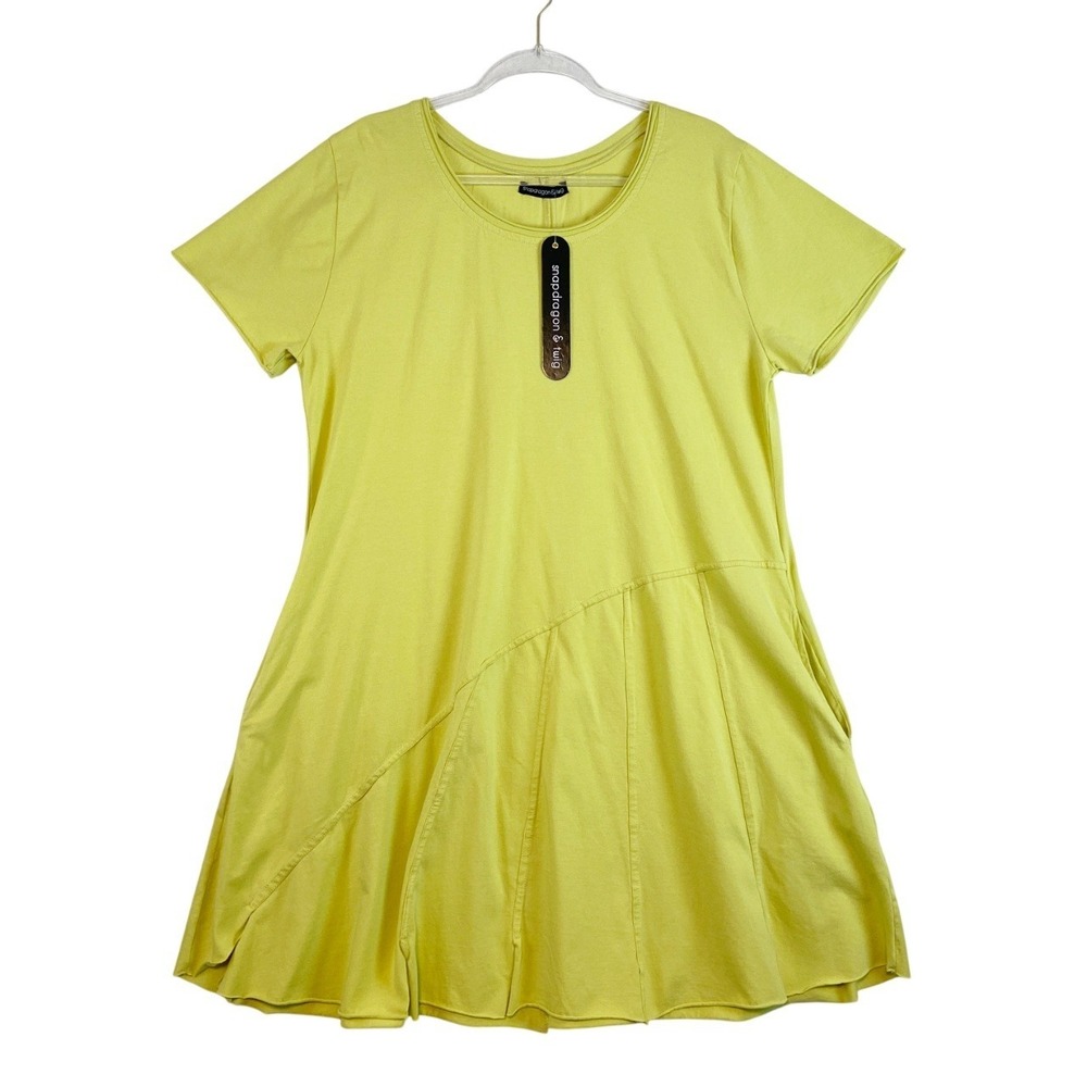 Snapdragon & Twig Tunic Dress Kendall XL Lime Green Cotton Artsy Lagenlook